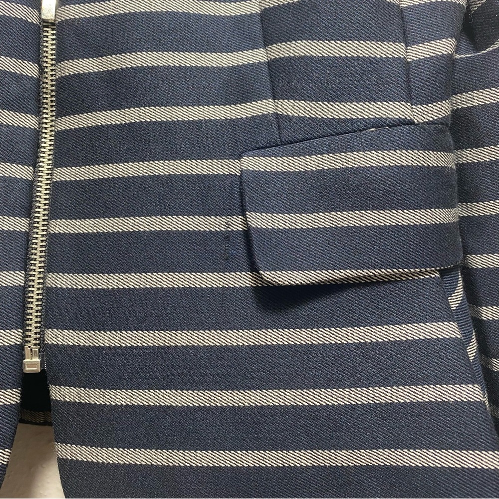 Zara Blue Striped Peplum Pocket Career Blazer Jacket, Large NEW - Picture 5 of 14